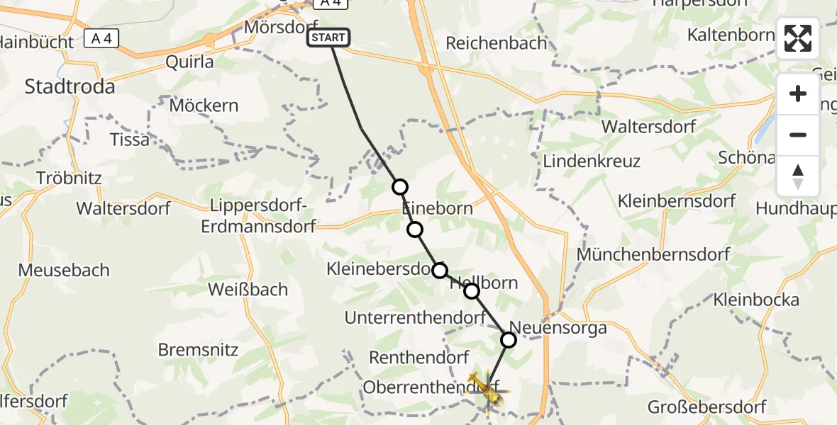 Flugroute Rettungshubschrauber Mörsdorf - Schwarzbach, 10 September 2026, 16:27