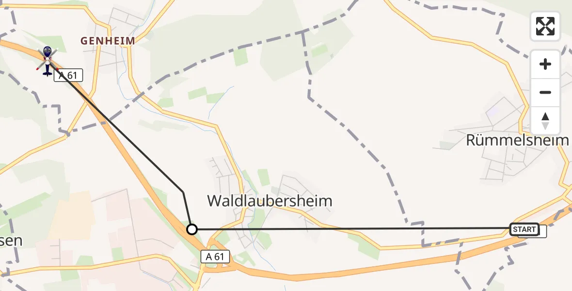 Flugroute Polizeihubschrauber Rümmelsheim - Waldalgesheim, 10 September 2026, 17:38