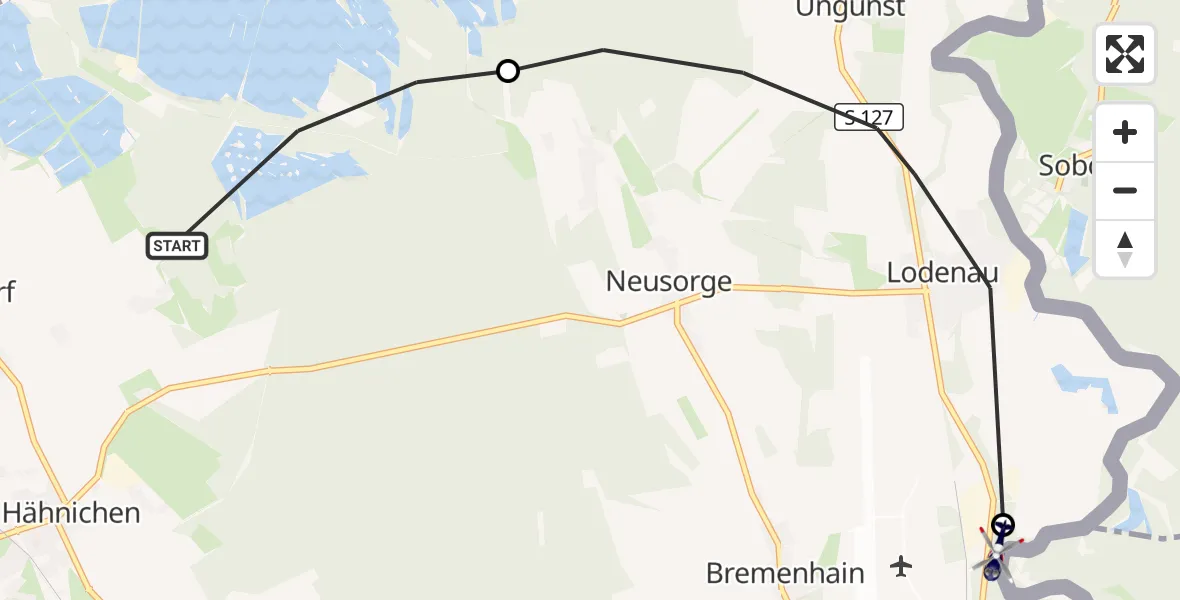 Flugroute Polizeihubschrauber Hähnichen - Rothenburg/Görlitz Flugplatz, 10 September 2026, 17:42