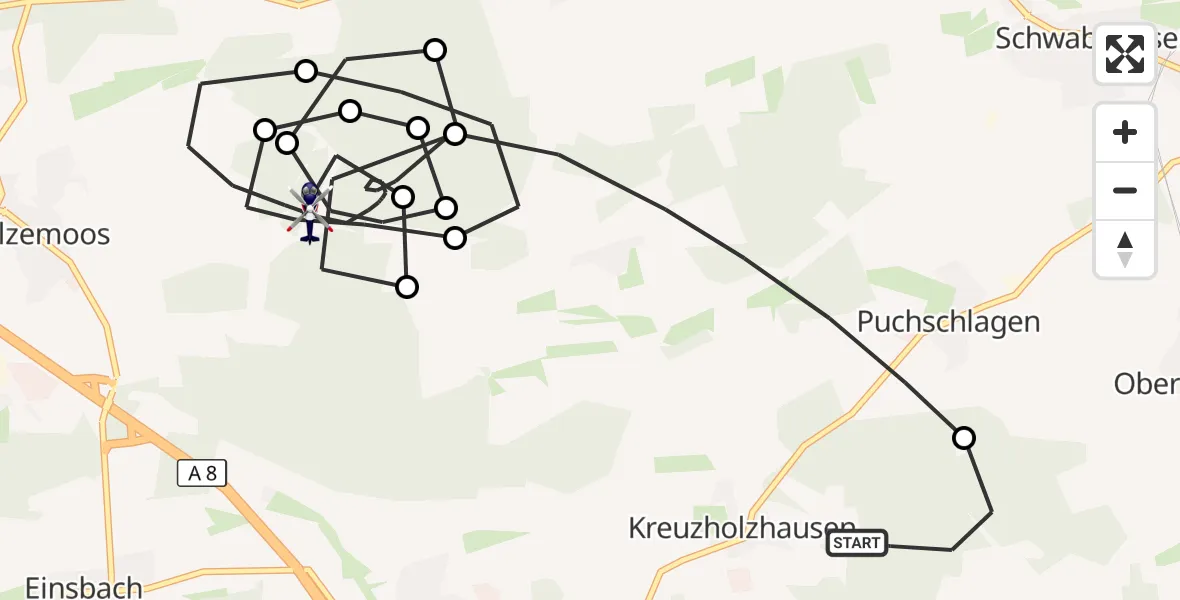 Flugroute Polizeihubschrauber Bergkirchen - Sulzemoos, 10 September 2026, 18:44