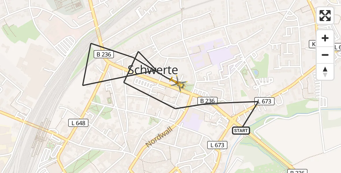 Flugroute Rettungshubschrauber Schwerte - Schwerte, 10 September 2026, 19:46