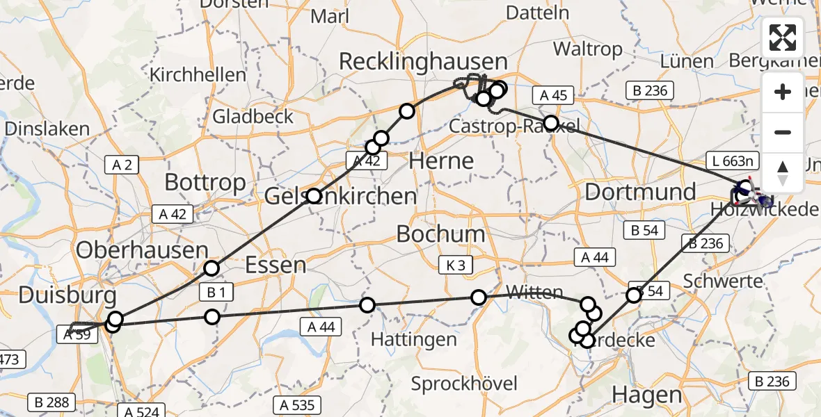 Flugroute Polizeihubschrauber Dortmund Flughafen - Dortmund Flughafen, 11 September 2026, 01:13