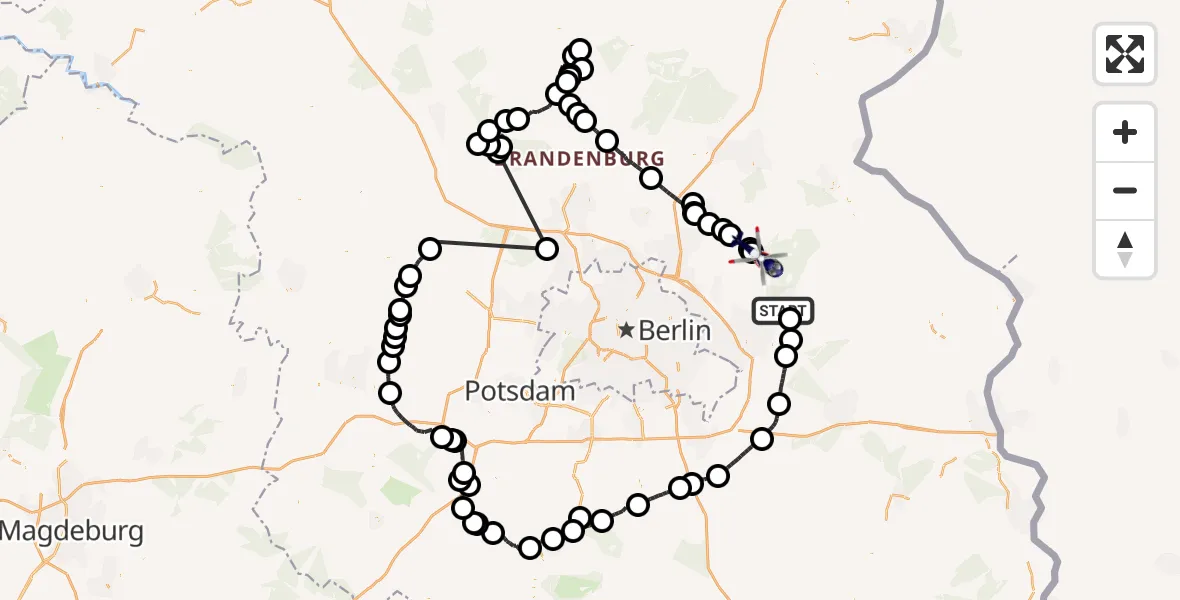Flugroute Polizeihubschrauber Strausberg - Werneuchen, 11 September 2026, 05:50