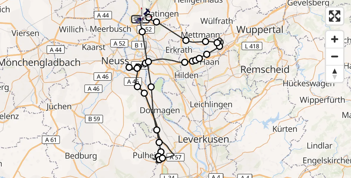 Flugroute Polizeihubschrauber Düsseldorf Flughafen - Düsseldorf Flughafen, 11 September 2026, 07:31