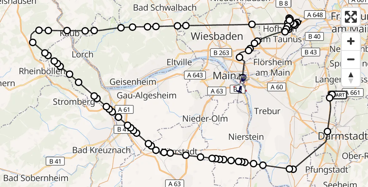 Flugroute Polizeihubschrauber Flughafen Frankfurt-Egelsbach - Ginsheim-Gustavsburg, 11 September 2026, 08:01