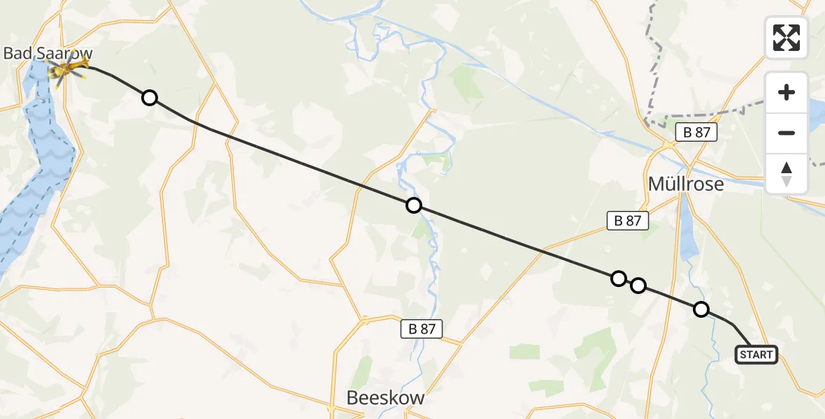 Flugroute Rettungshubschrauber Siehdichum - Bad Saarow, 11 September 2026, 08:32