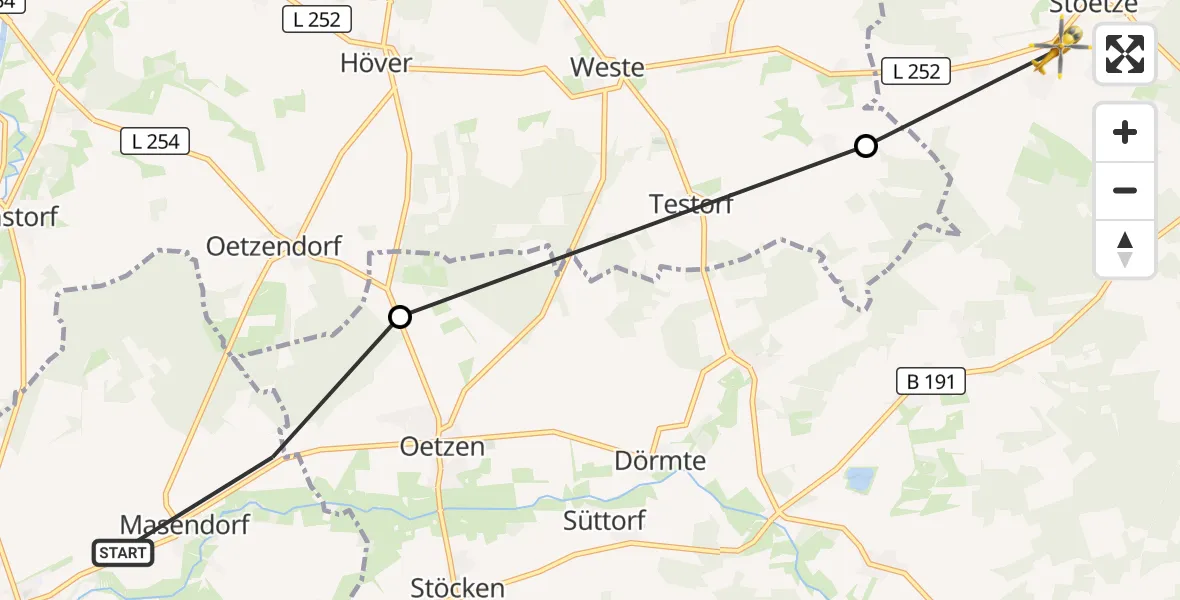 Flugroute Rettungshubschrauber Uelzen - Stoetze, 11 September 2026, 10:51