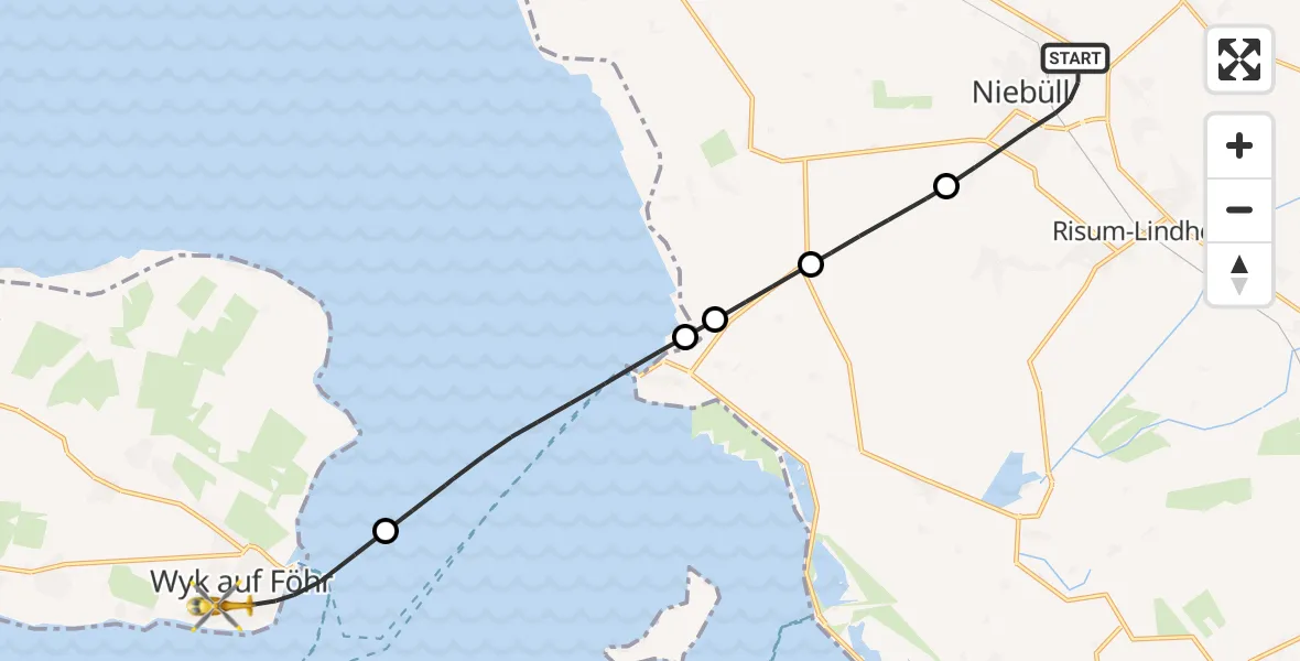 Flugroute Ambulanzhubschrauber Niebüll - Wyk auf Föhr, 11 September 2026, 11:02
