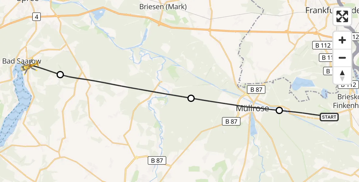 Flugroute Rettungshubschrauber Groß Lindow - Bad Saarow, 11 September 2026, 12:48