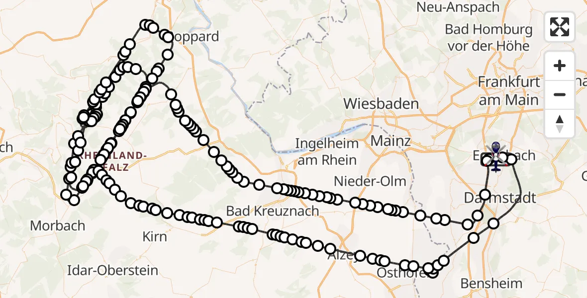 Flugroute Polizeihubschrauber Flughafen Frankfurt-Egelsbach - Flughafen Frankfurt-Egelsbach, 11 September 2026, 12:55