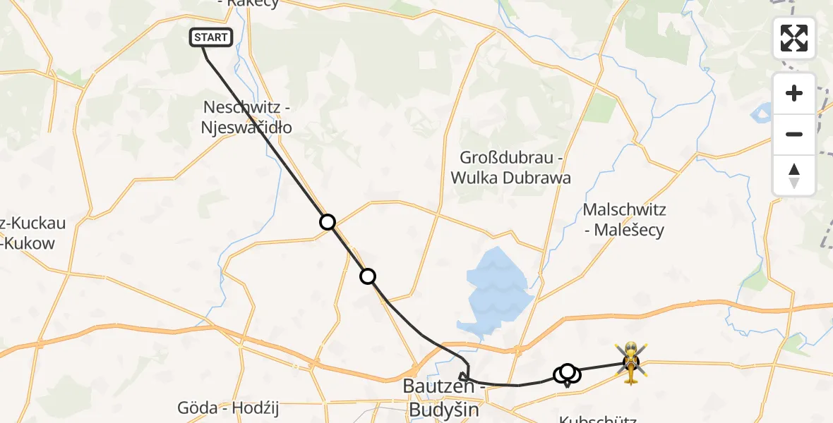 Flugroute Rettungshubschrauber Neschwitz - Bautzen Flugplatz, 11 September 2026, 13:57
