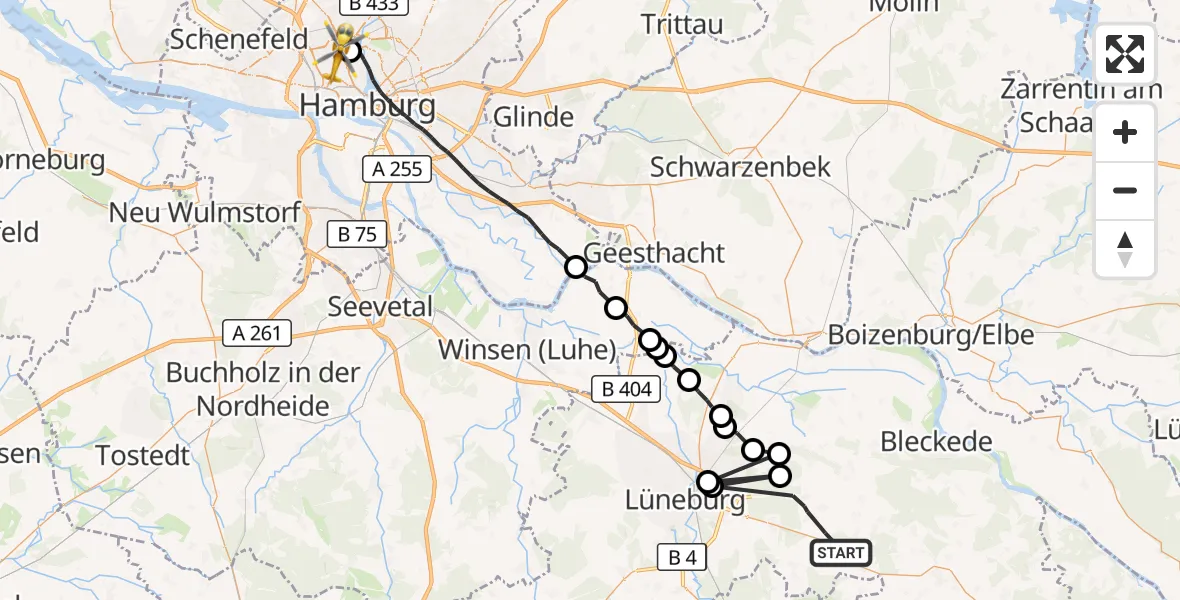 Flugroute Rettungshubschrauber Reinstorf - Hamburg, 11 September 2026, 15:08