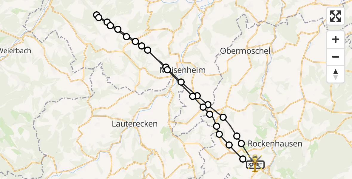Flugroute Rettungshubschrauber Rockenhausen - Rockenhausen, 11 September 2026, 16:38