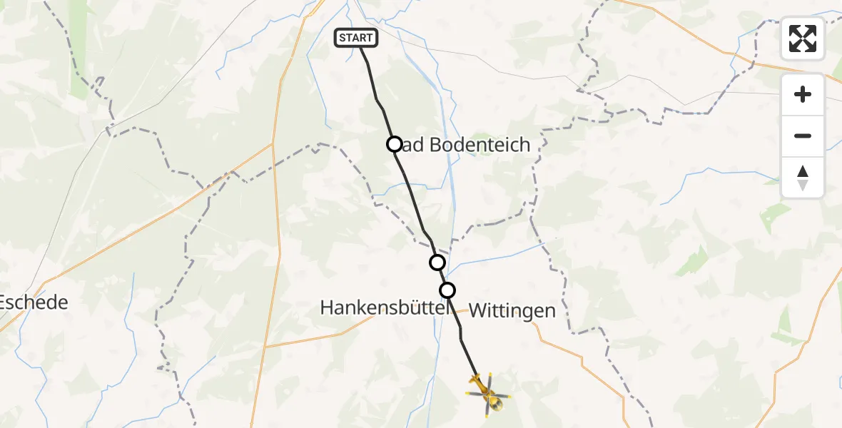 Flugroute Rettungshubschrauber Wrestedt - Wittingen, 11 September 2026, 17:15
