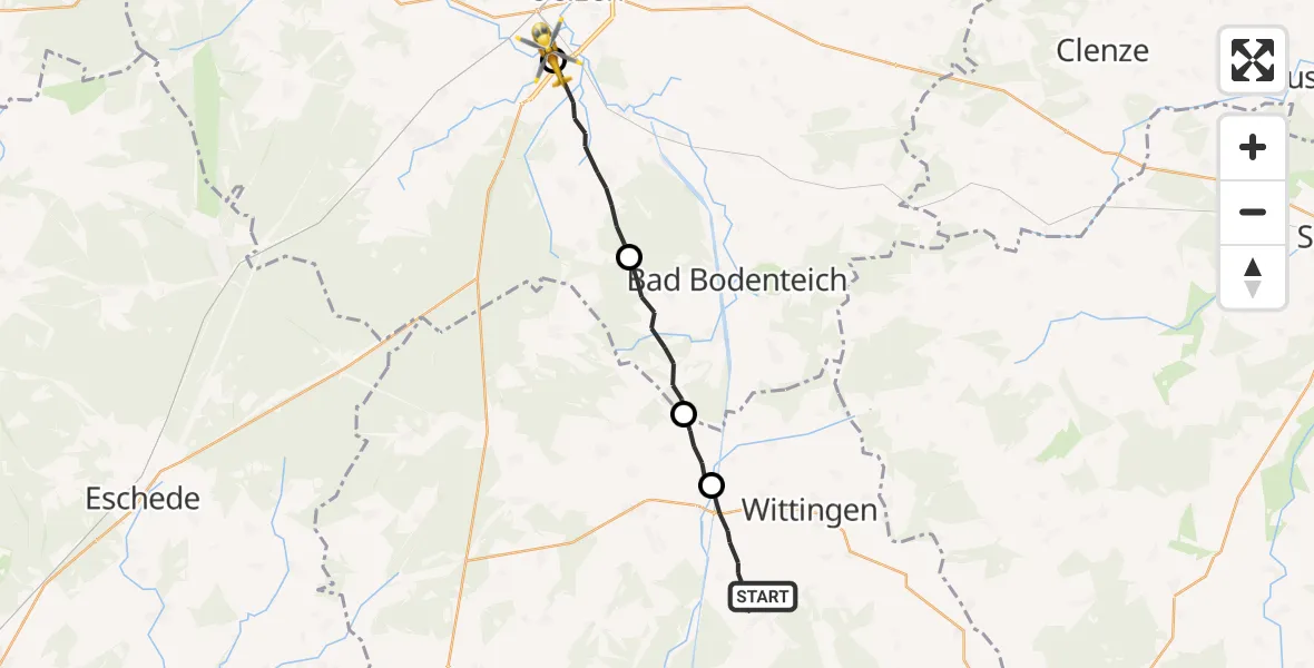 Flugroute Rettungshubschrauber Wittingen - Uelzen, 11 September 2026, 17:39