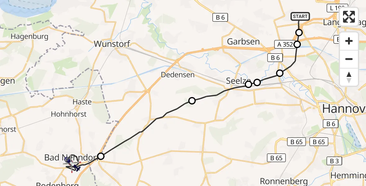 Flugroute Polizeihubschrauber Flughafen Hannover - Bad Nenndorf, 12 September 2026, 08:54