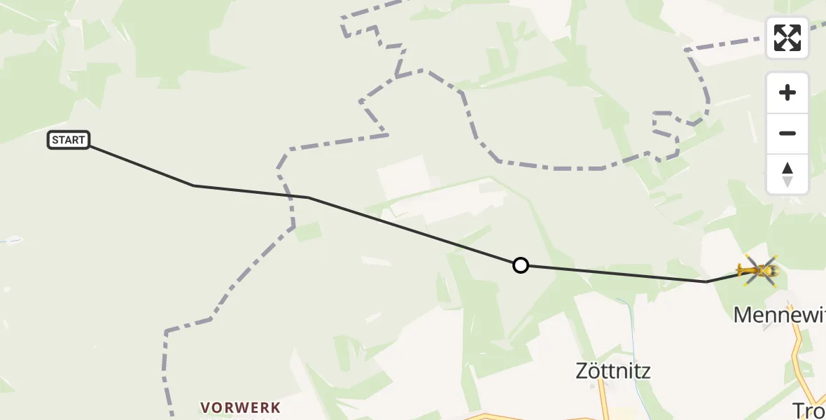 Flugroute Rettungshubschrauber Jena - Schlöben, 12 September 2026, 11:31