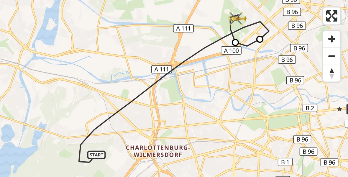 Flugroute Rettungshubschrauber Berlin - Berlin, 12 September 2026, 11:33