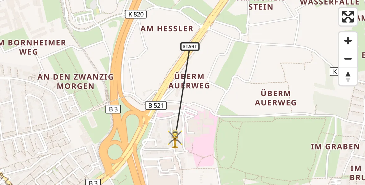 Flugroute Rettungshubschrauber Frankfurt am Main Accident Hospital Roof - Frankfurt am Main Accident Hospital Roof, 12 September 2026, 11:52
