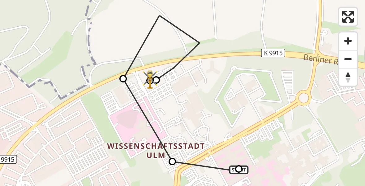 Flugroute Rettungshubschrauber Ulm Military Hospital Emergency - ADAC Air Rescue Station Ulm (Christoph 22), 12 September 2026, 13:24
