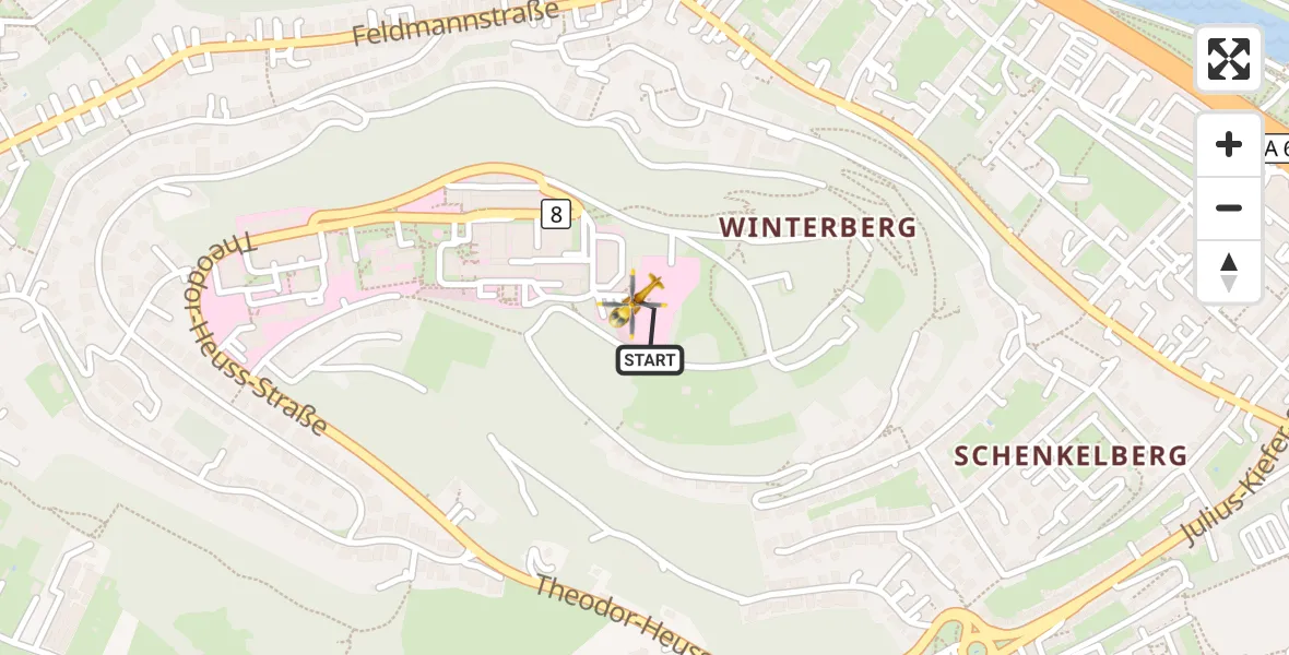 Flugroute Rettungshubschrauber Saarbrücken - Saarbrücken, 12 September 2026, 13:37