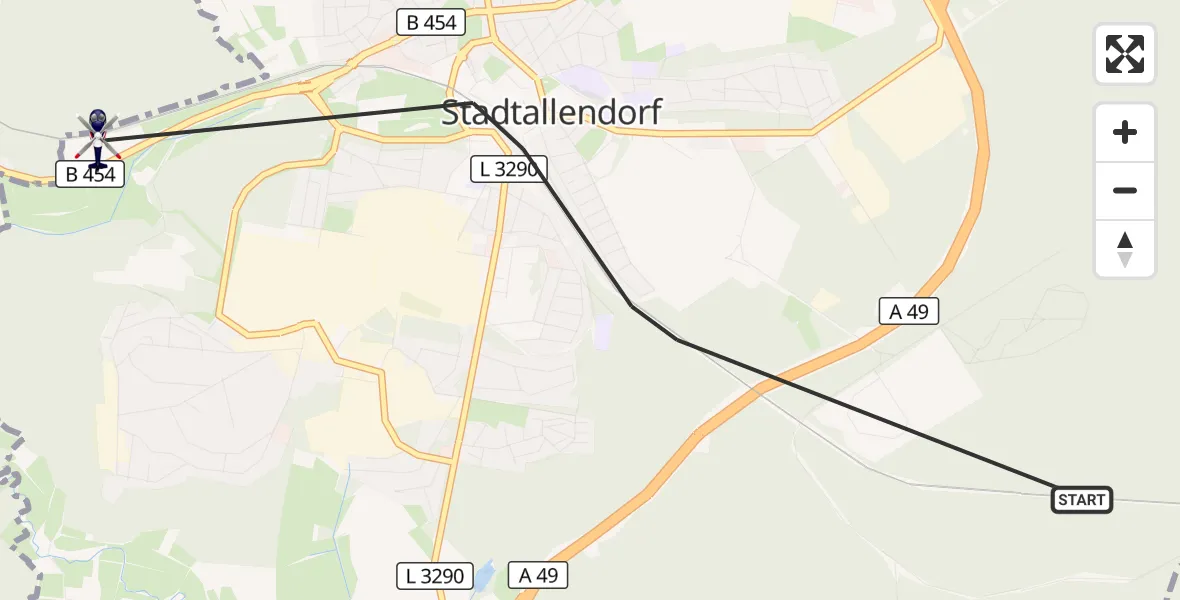 Flugroute Polizeihubschrauber Stadtallendorf - Stadtallendorf, 12 September 2026, 13:54