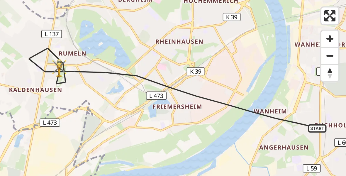 Flugroute Rettungshubschrauber Duisburg - Duisburg, 12 September 2026, 14:45