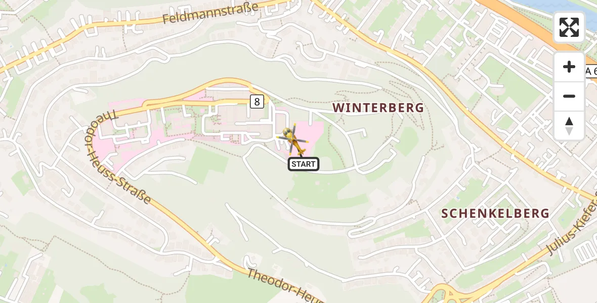 Flugroute Rettungshubschrauber Saarbrücken - Saarbrücken, 12 September 2026, 14:51
