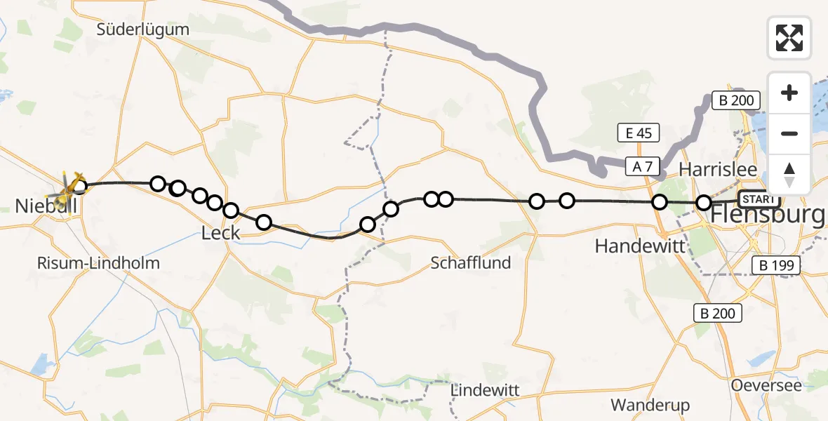 Flugroute Ambulanzhubschrauber Flensburg - Niebüll, 12 September 2026, 14:52