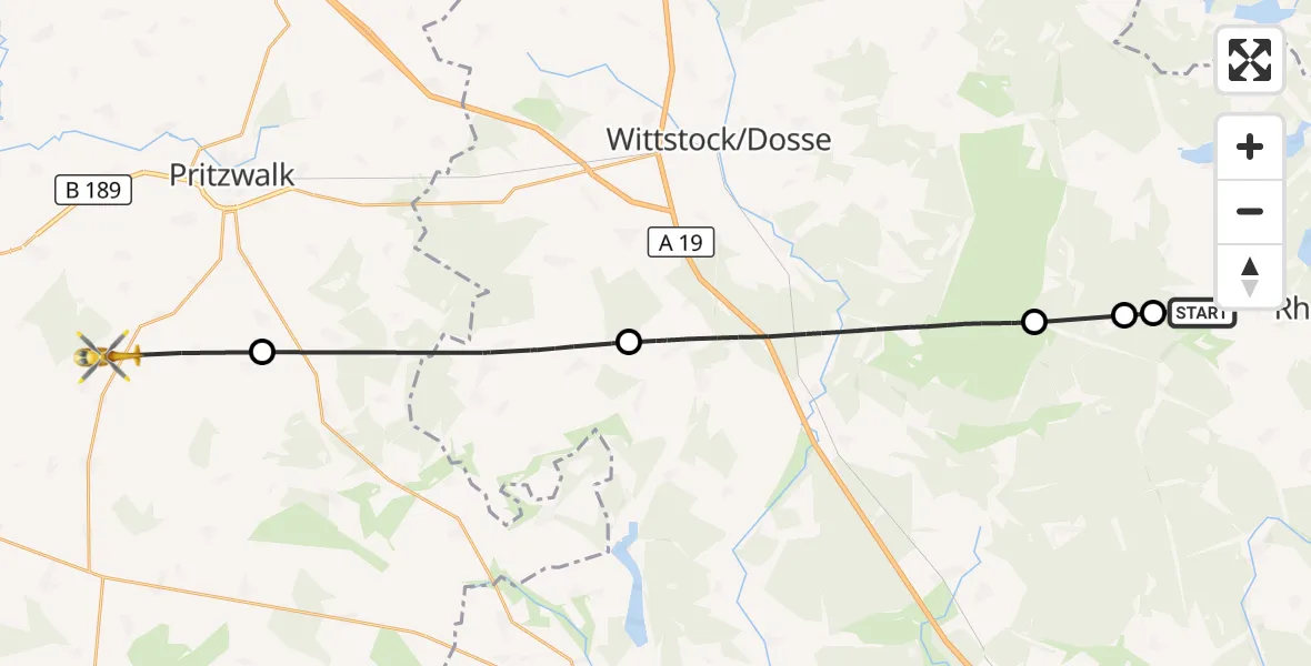 Flugroute Rettungshubschrauber Rheinsberg - Groß Pankow (Prignitz), 12 September 2026, 14:54