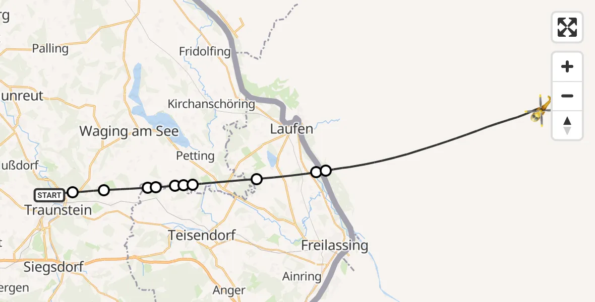 Flugroute Rettungshubschrauber Traunstein - Saaldorf-Surheim, 12 September 2026, 14:55