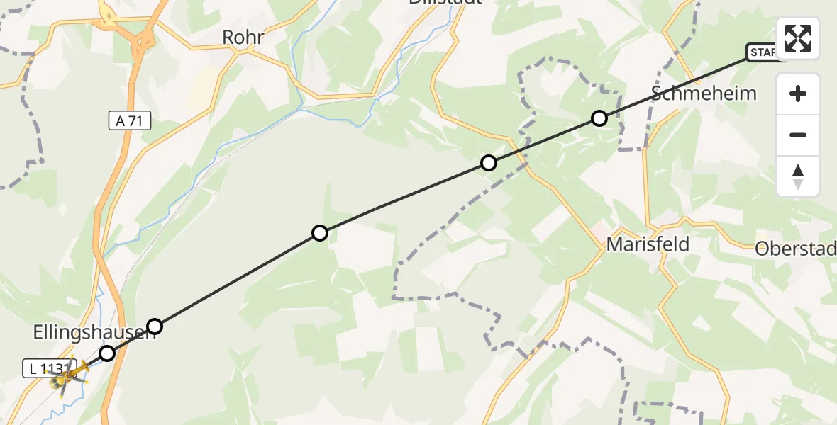 Flugroute Rettungshubschrauber Schmeheim - Obermaßfeld-Grimmenthal, 12 September 2026, 15:12