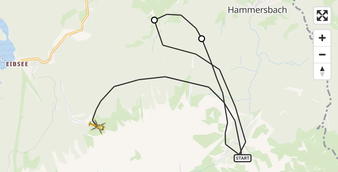 Flugroute Rettungshubschrauber Grainau - Grainau, 12 September 2026, 15:29