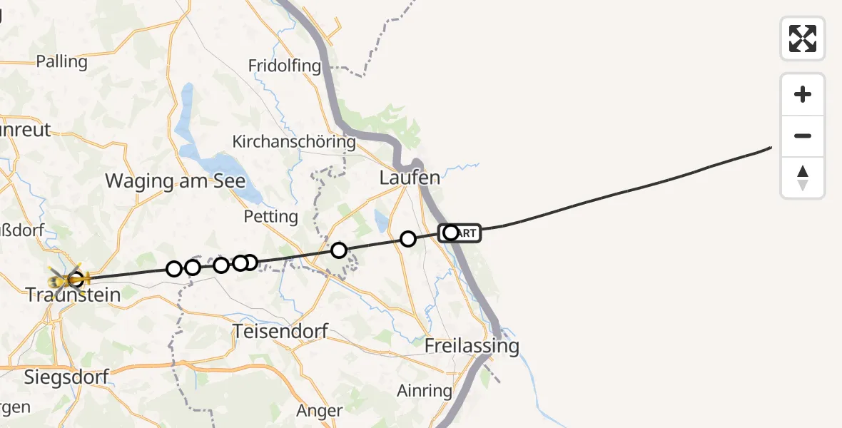 Flugroute Rettungshubschrauber Saaldorf-Surheim - Traunstein, 12 September 2026, 15:44