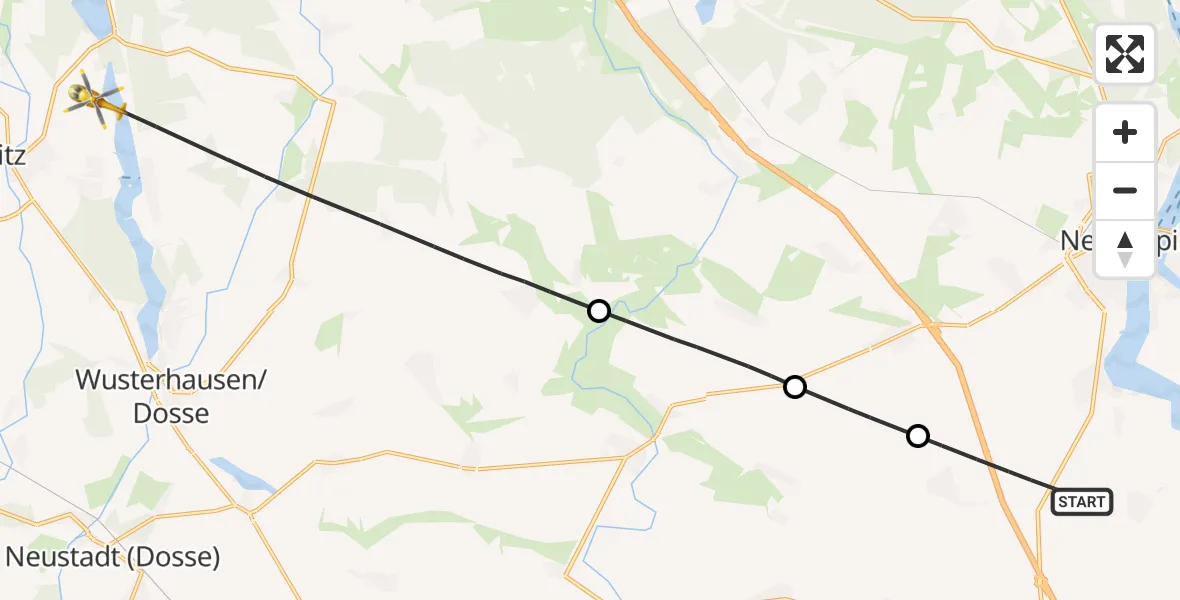 Flugroute Rettungshubschrauber Neuruppin - Kyritz, 12 September 2026, 16:00