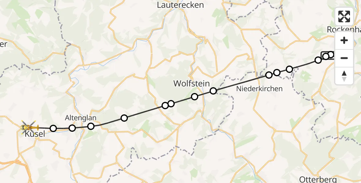 Flugroute Rettungshubschrauber Rockenhausen - Kusel, 12 September 2026, 16:49
