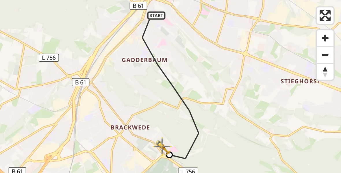 Flugroute Rettungshubschrauber Bielefeld - Luftrettungszentrum Bielefeld, 12 September 2026, 17:06