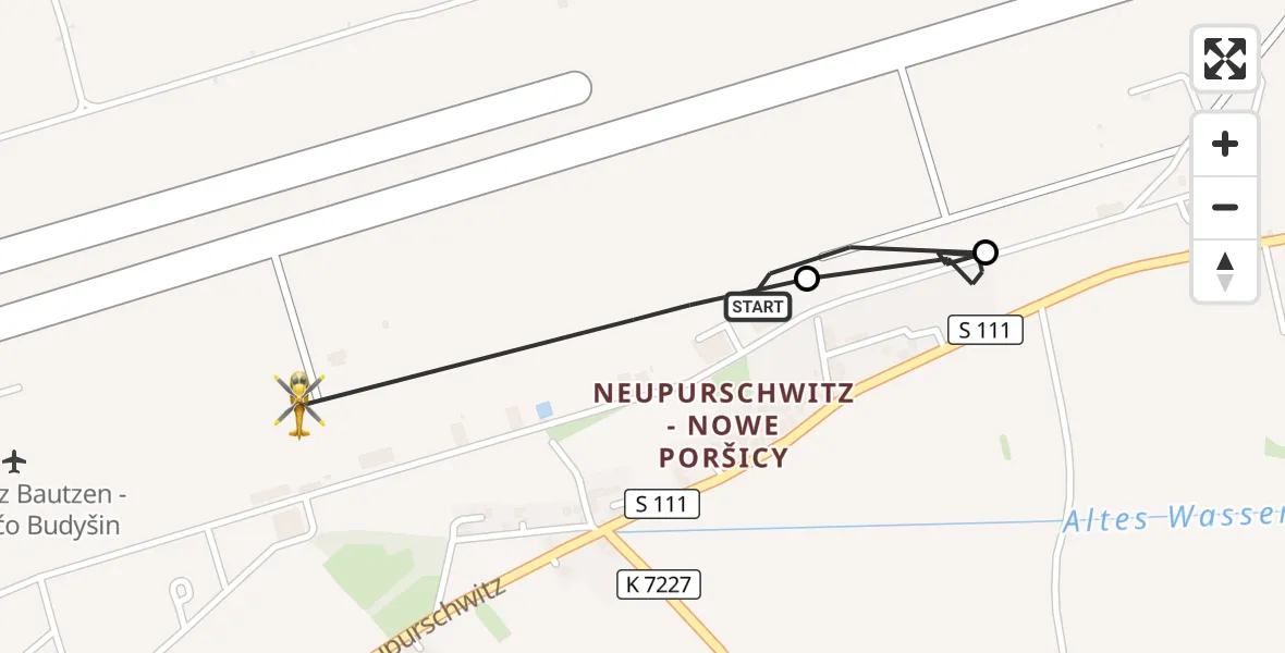 Flugroute Rettungshubschrauber Bautzen Flugplatz - Kubschütz, 12 September 2026, 17:11