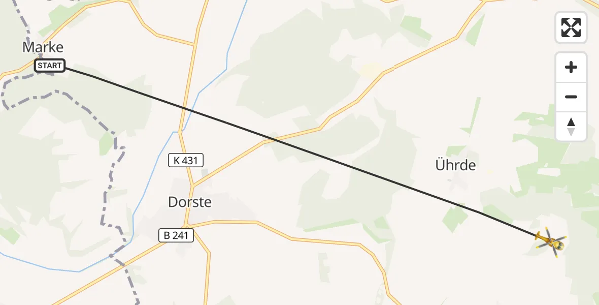 Flugroute Rettungshubschrauber Osterode am Harz - Osterode am Harz, 12 September 2026, 17:13