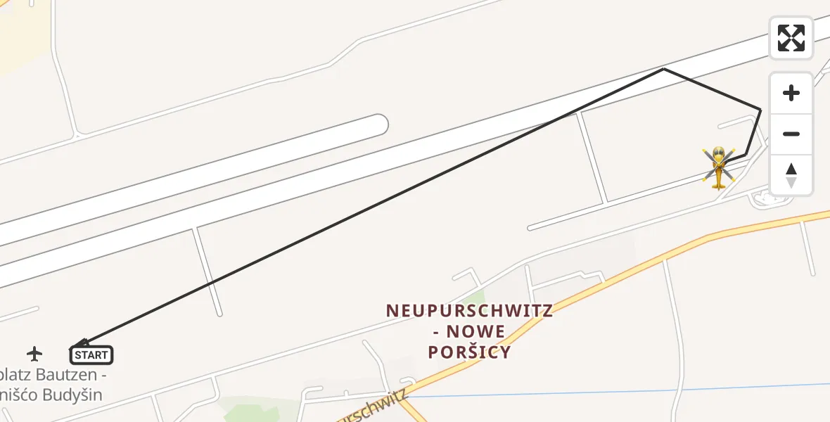Flugroute Rettungshubschrauber Kubschütz - Kubschütz, 12 September 2026, 17:22
