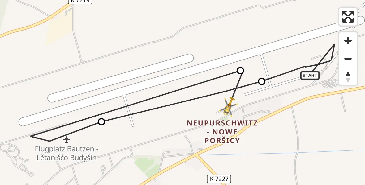 Flugroute Rettungshubschrauber Kubschütz - Bautzen Flugplatz, 12 September 2026, 17:28