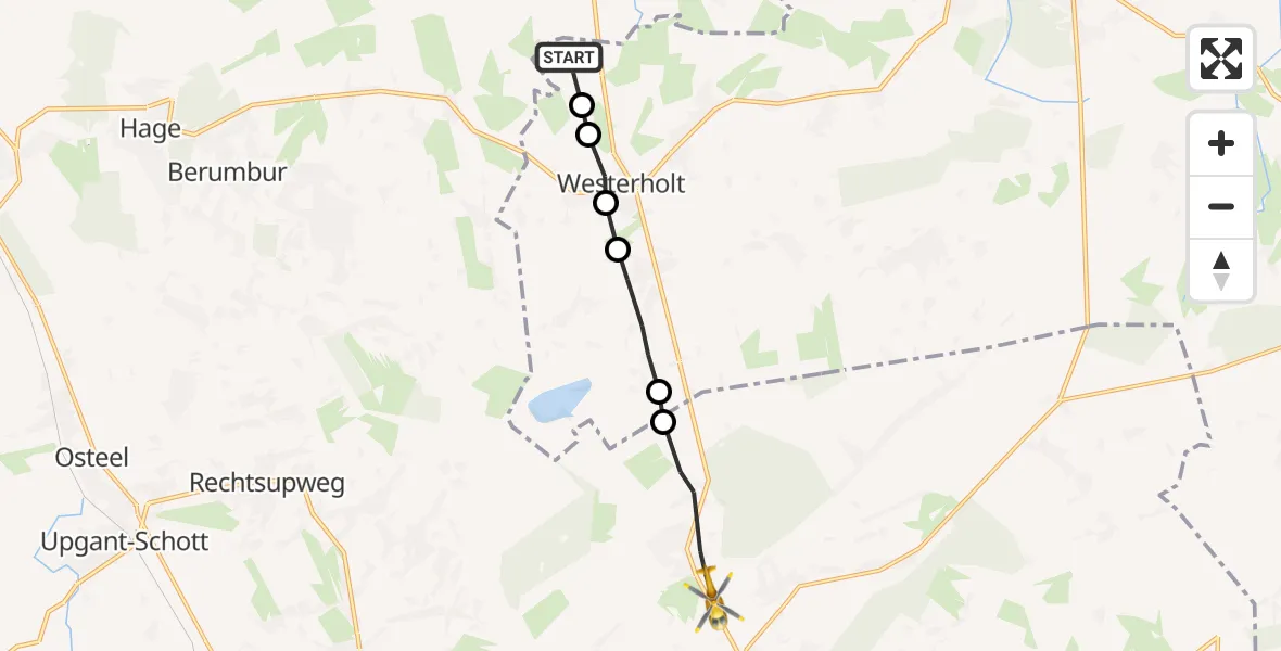 Flugroute Rettungshubschrauber Westerholt - Aurich, 12 September 2026, 17:30