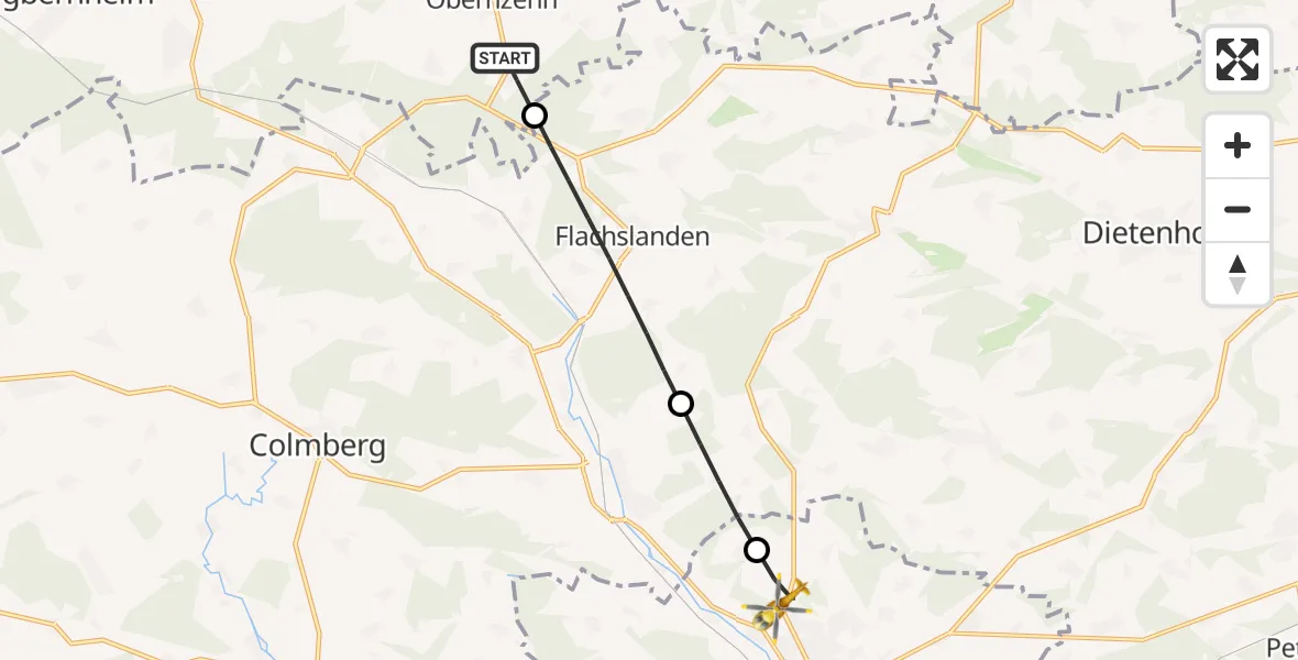 Flugroute Rettungshubschrauber Obernzenn - Ansbach, 12 September 2026, 17:49