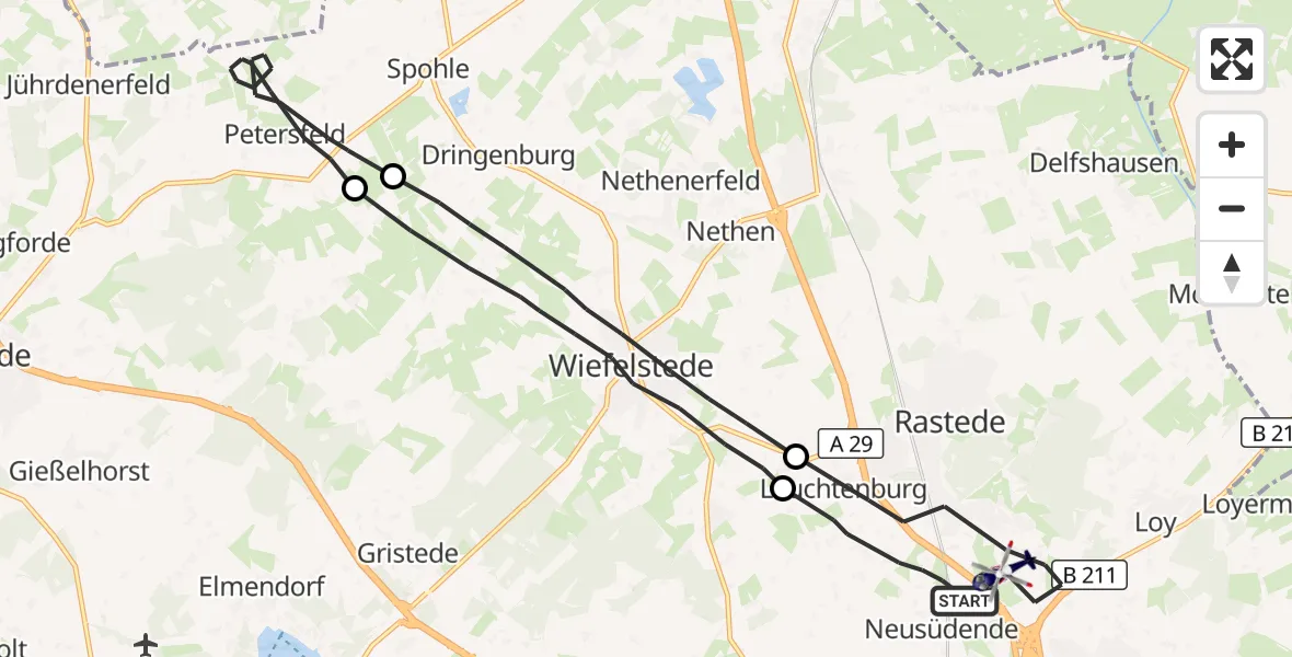 Flugroute Polizeihubschrauber Rastede - Rastede, 12 September 2026, 18:19