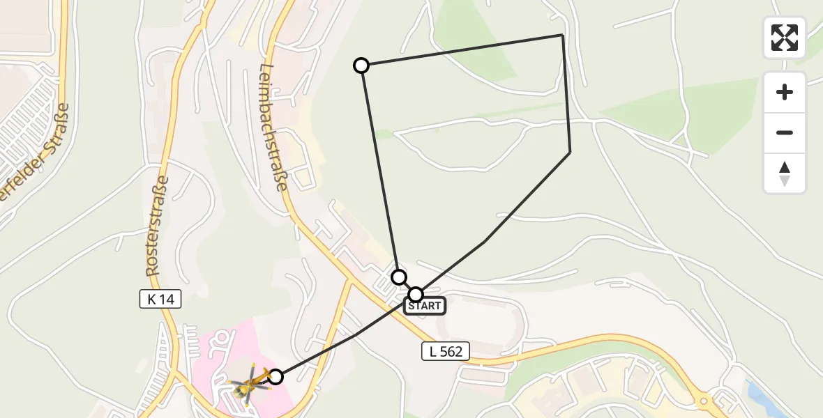 Flugroute Rettungshubschrauber Evangelisches Jung-Stilling Hospital - Evangelisches Jung-Stilling Hospital, 12 September 2026, 18:35