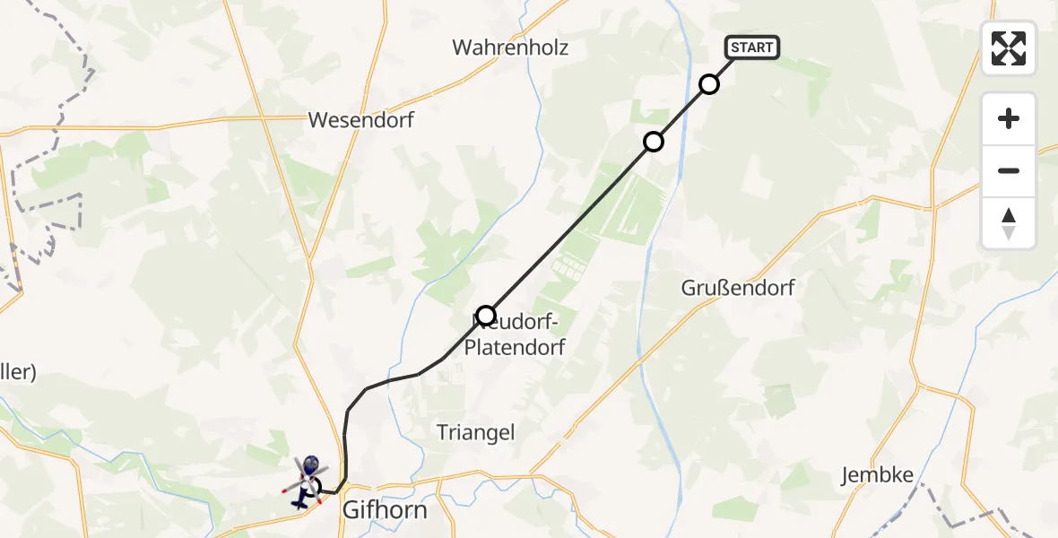Flugroute Polizeihubschrauber Wittingen - Gifhorn Bundespolizei Hubschrauberlandeplatz, 12 September 2026, 19:25