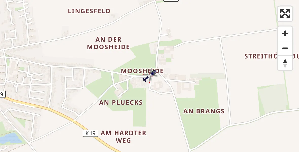 Flugroute Polizeihubschrauber Willich - Willich, 13 September 2026, 01:21