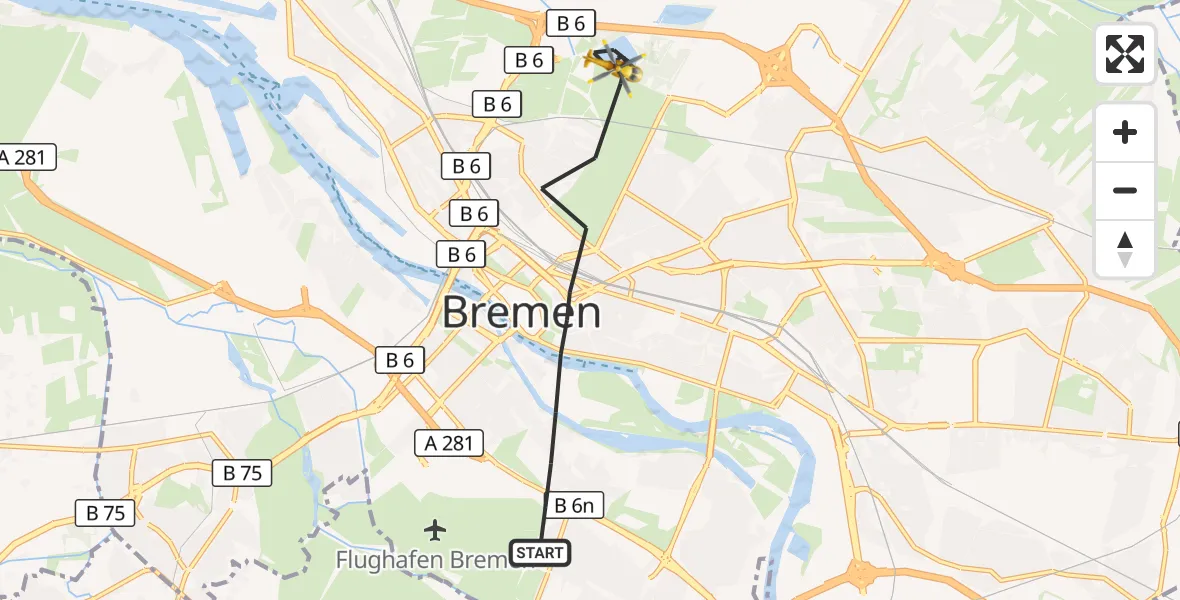 Flugroute Rettungshubschrauber Bremen - Bremen, 13 September 2026, 06:09