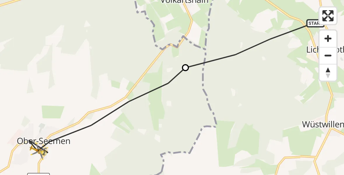 Flugroute Rettungshubschrauber Birstein - Gedern, 13 September 2026, 08:36
