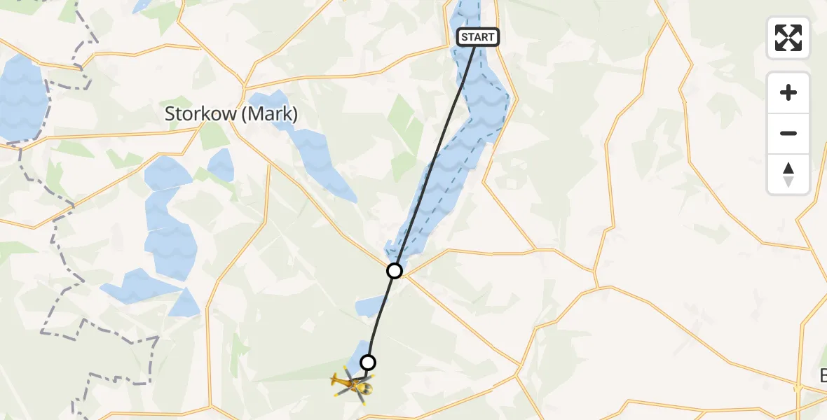 Flugroute Rettungshubschrauber Bad Saarow - Storkow (Mark), 13 September 2026, 09:09